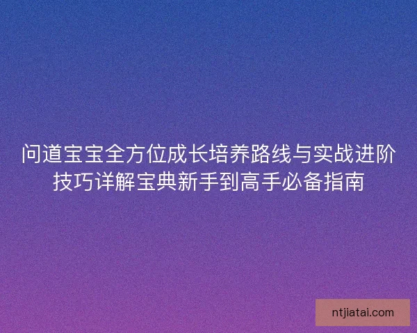 问道宝宝全方位成长培养路线与实战进阶技巧详解宝典新手到高手必备指南