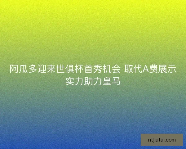 阿瓜多迎来世俱杯首秀机会 取代A费展示实力助力皇马